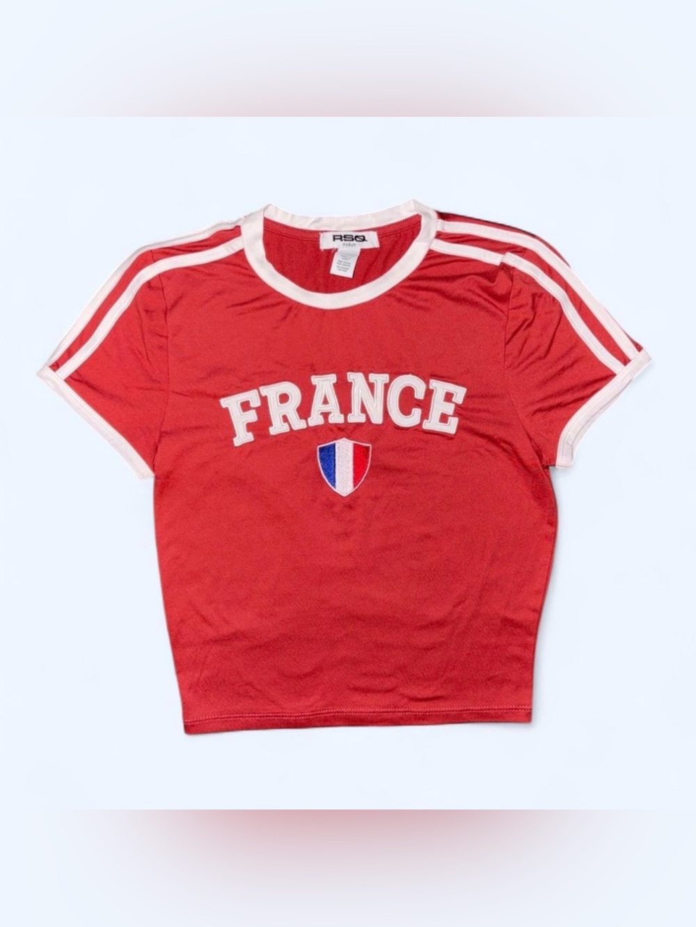 RSQ Red Soccer Ringer Tee with White Trim
